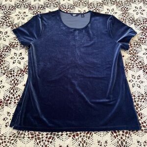 Lands' End Blue Velvet Short Sleeve Top